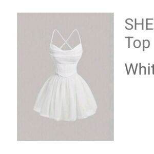 SHEIN MOD Draped Collar Cami  Top & Mesh Skirt